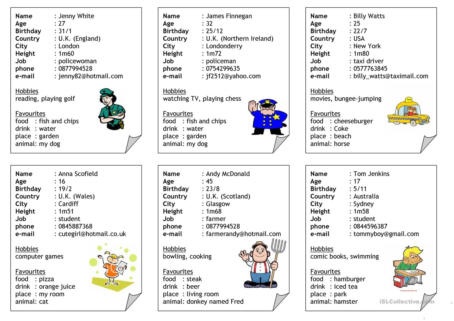 Id Cards – English Esl Worksheets With Id Card Template For Kids