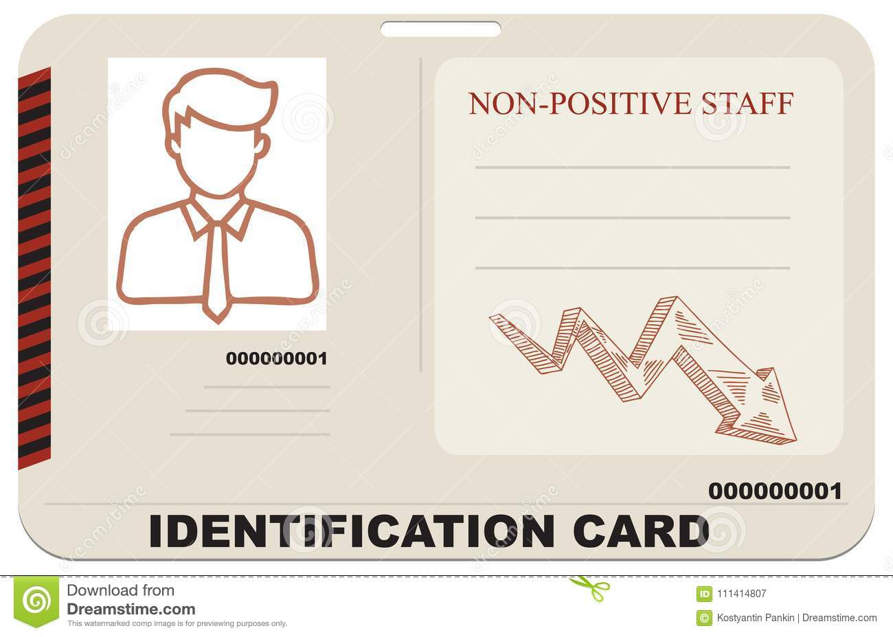 Identification Card For Non Positive Staff Stock Vector Intended For Mi6 Id Card Template
