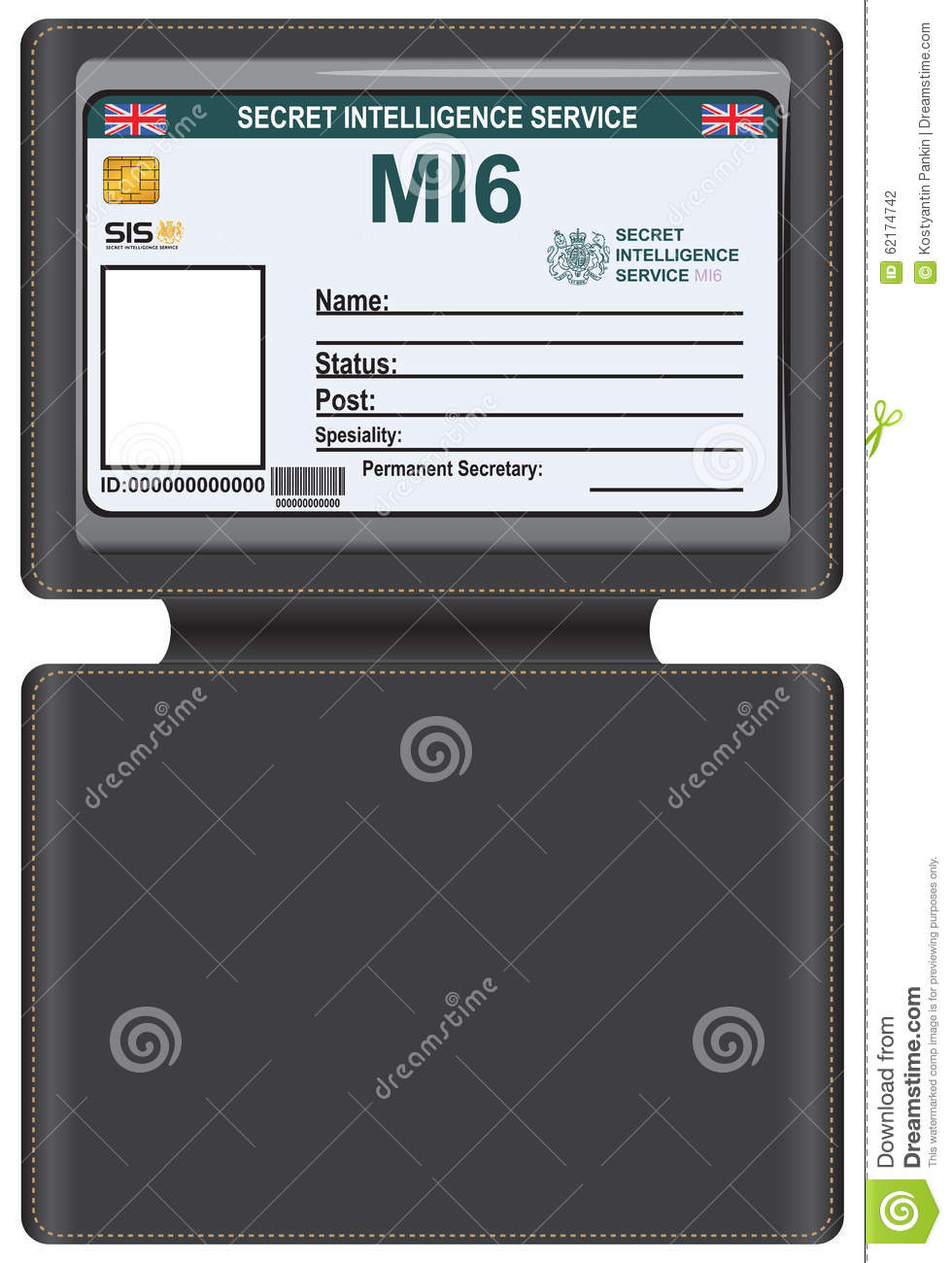 Identity Mi6 In A Leather Carrying Case Stock Vector With Regard To Mi6 Id Card Template