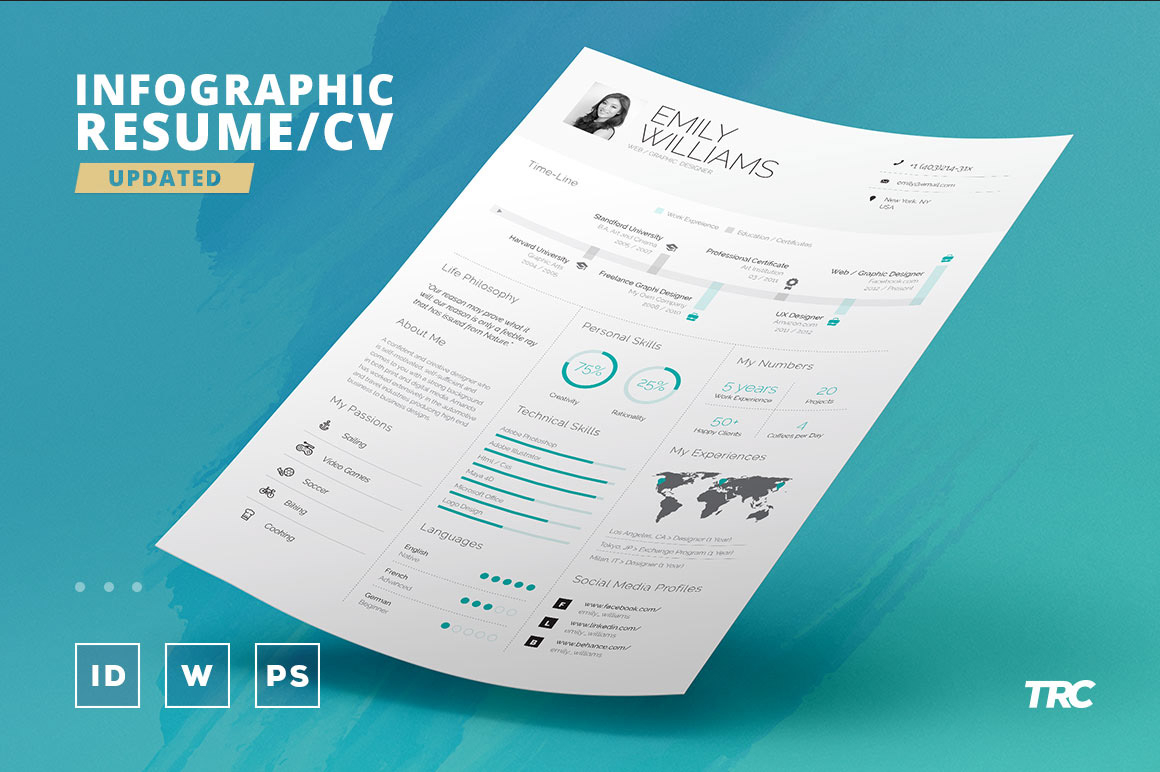 Infographic Cv Resume Template Free Download – Resumekraft With Infographic Cv Template Free