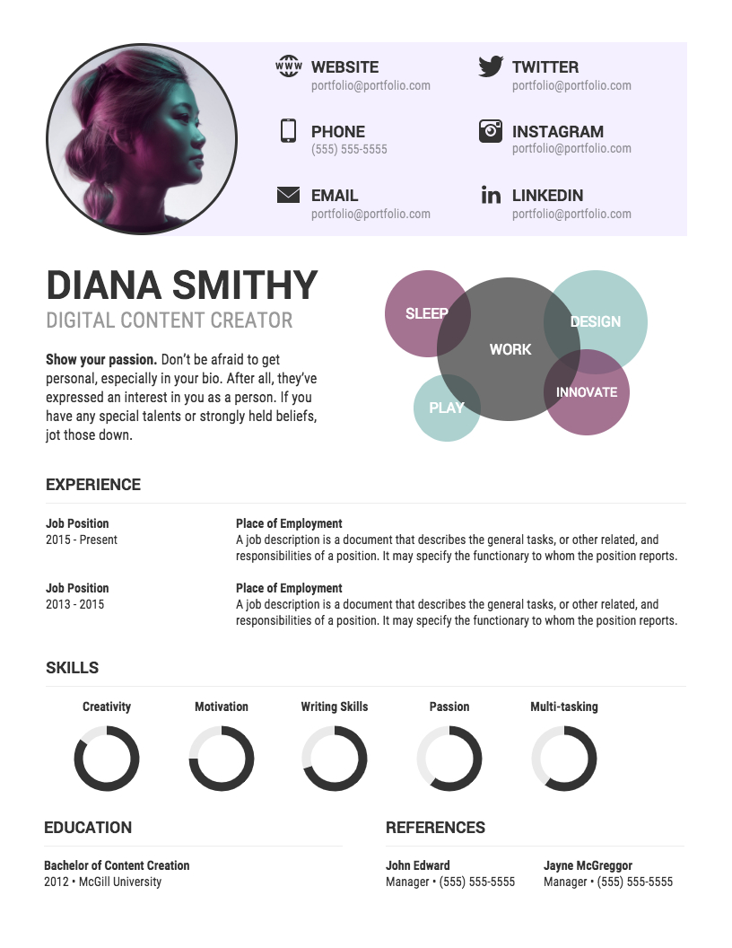 Infographic Resume Template - Venngage For Infographic Cv Template Free