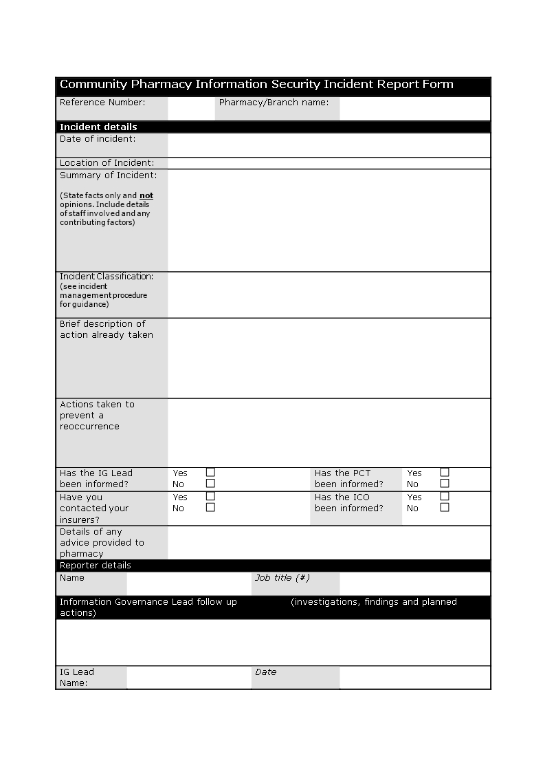 Information Security Incident Report Template | Templates At Regarding Information Security Report Template
