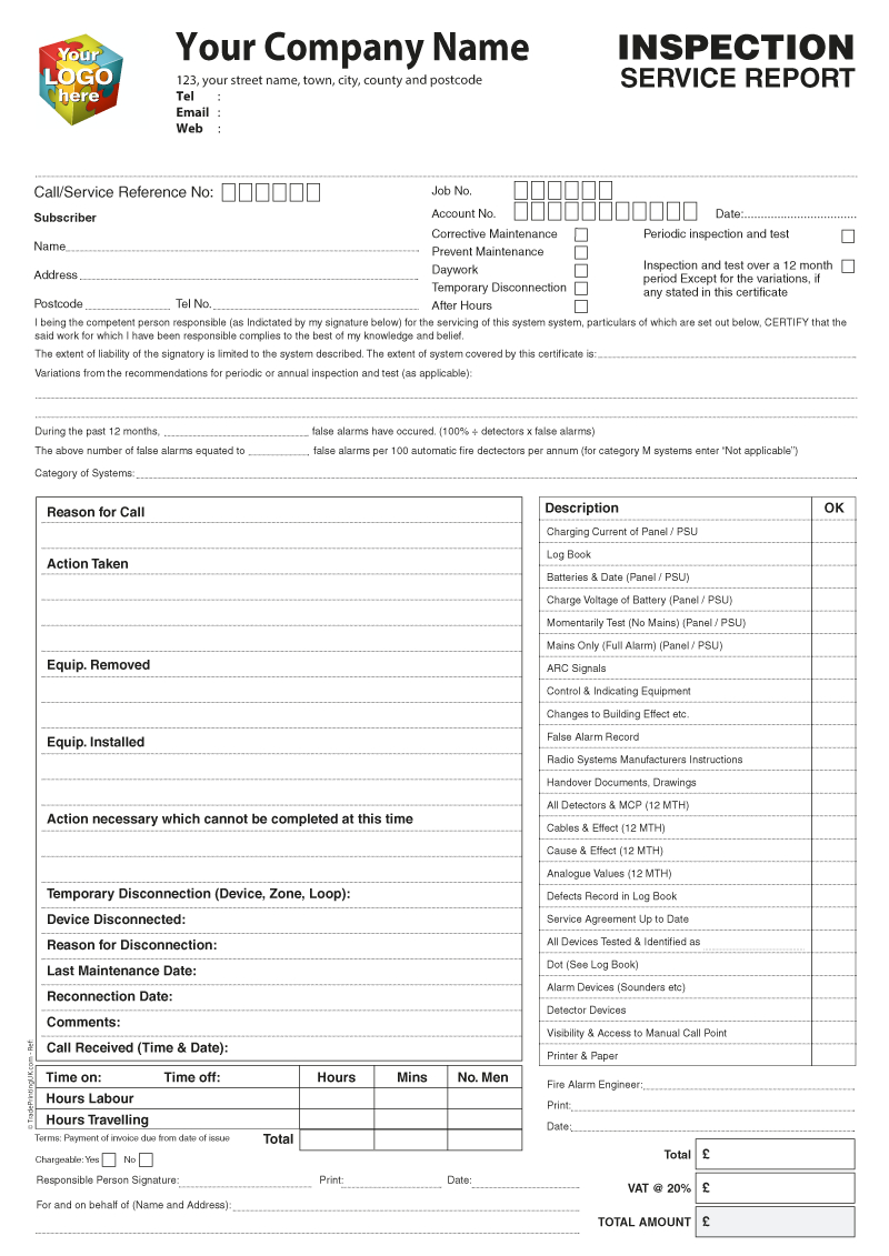 Inspection Service Report Template Artwork For Ncr Printed Regarding Ncr Report Template