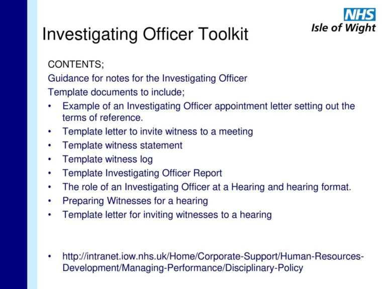 Investigation Report Template Disciplinary Hearing