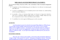 Investment Policy Statement (Ips) – Sample pertaining to Investment Policy Statement Template