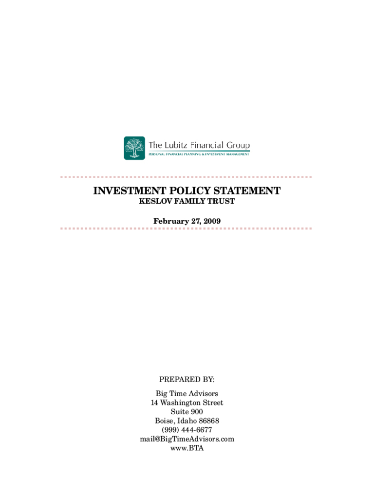 Investment Policy Statement Template – 2 Free Templates In For Investment Policy Statement Template