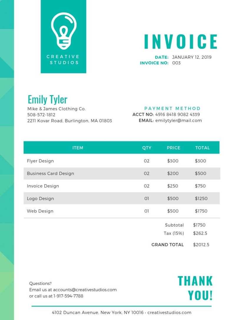 Invoice Design Examples To Inspire You Learn Within Graphic