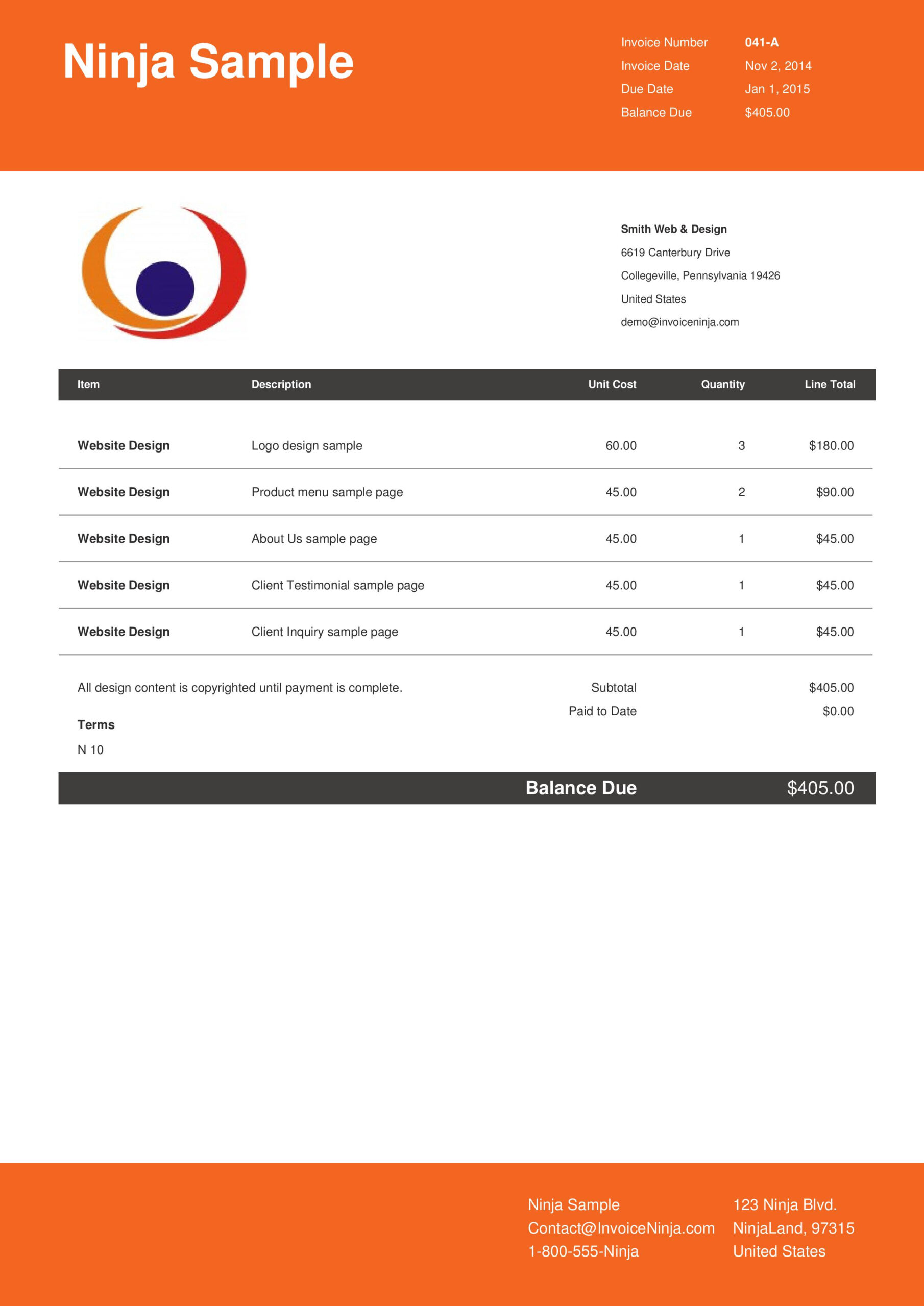 Invoice & Quotation Template Designs | Invoice Ninja In Invoice Template Android