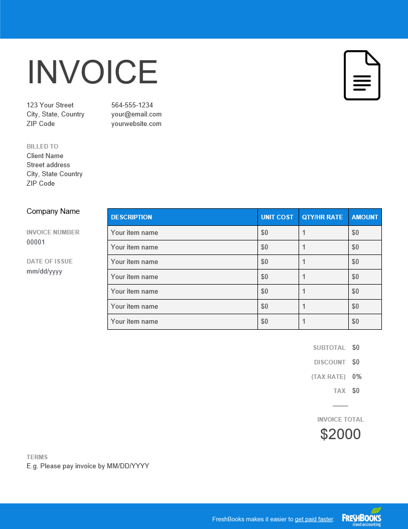 Invoice Template | Create And Send Free Invoices Instantly In Invoice Template Google Doc