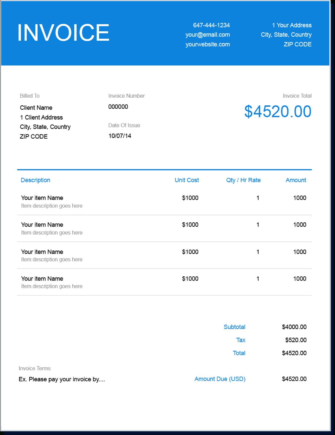 Invoice Template | Create And Send Free Invoices Instantly Intended For Mobile Phone Invoice Template