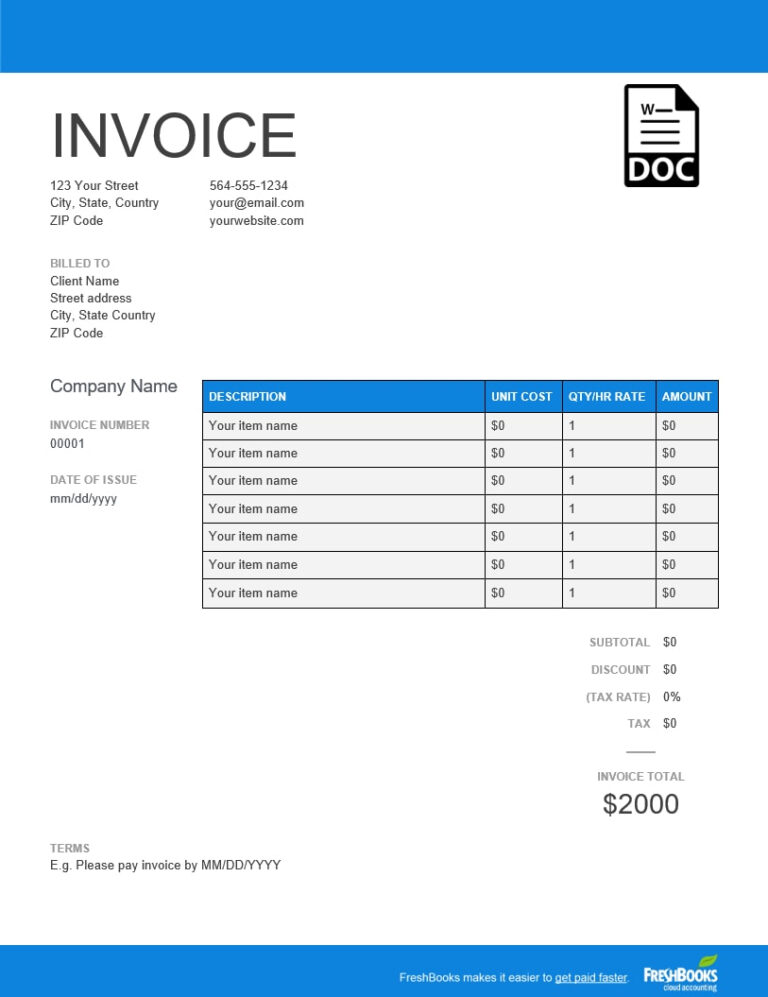 simple invoice template google