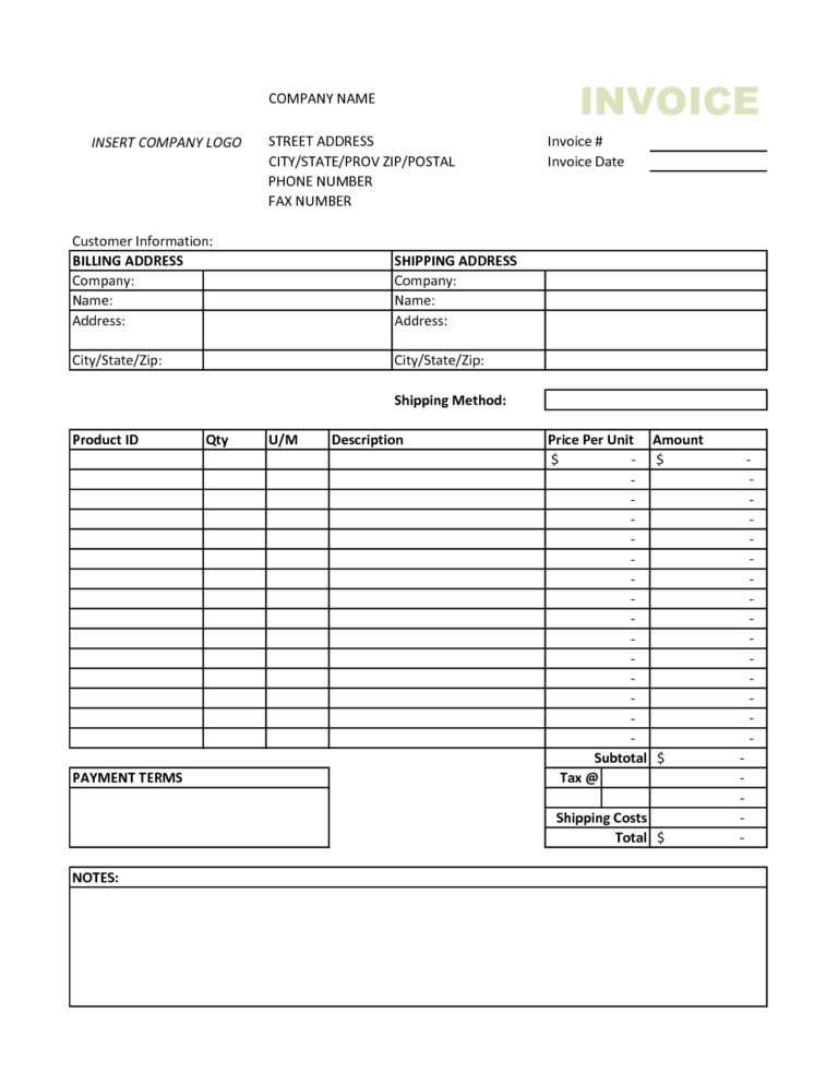 Invoice Template Excel 2010 | Invoice Example Within Invoice Template ...