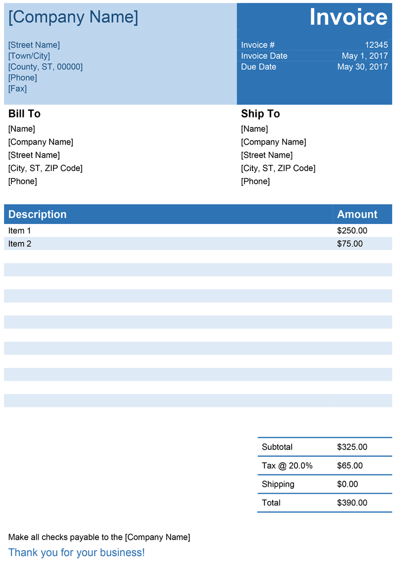 Invoice Template For Word – Free Simple Invoice Inside Invoice Template For Openoffice Free