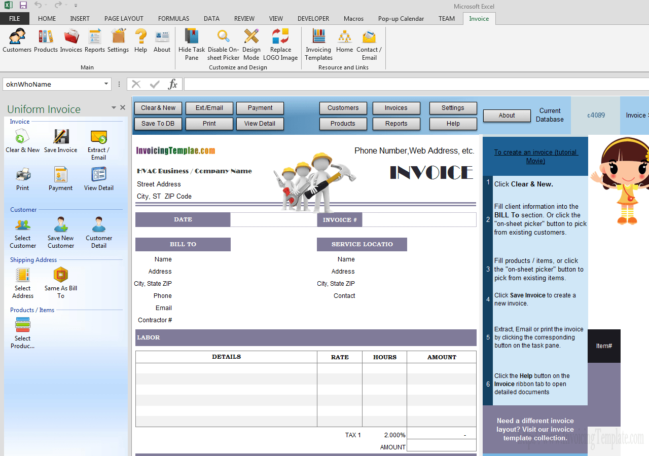 Invoicing Format For Hvac Service Throughout Hvac Service Invoice Template Free