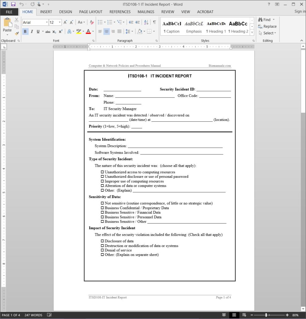 It Incident Report Template | Itsd108 1 With Regard To It Incident Report Template
