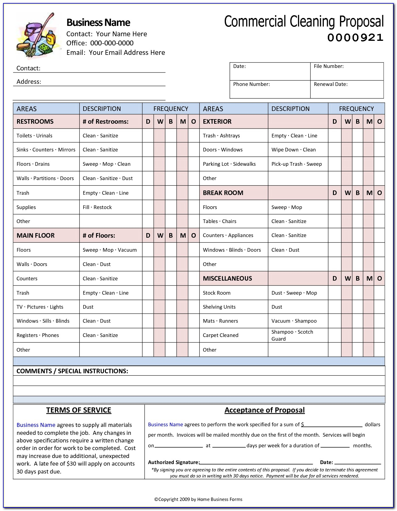 Janitorial Bid Proposal Forms – Form : Resume Examples With Janitorial Proposal Template
