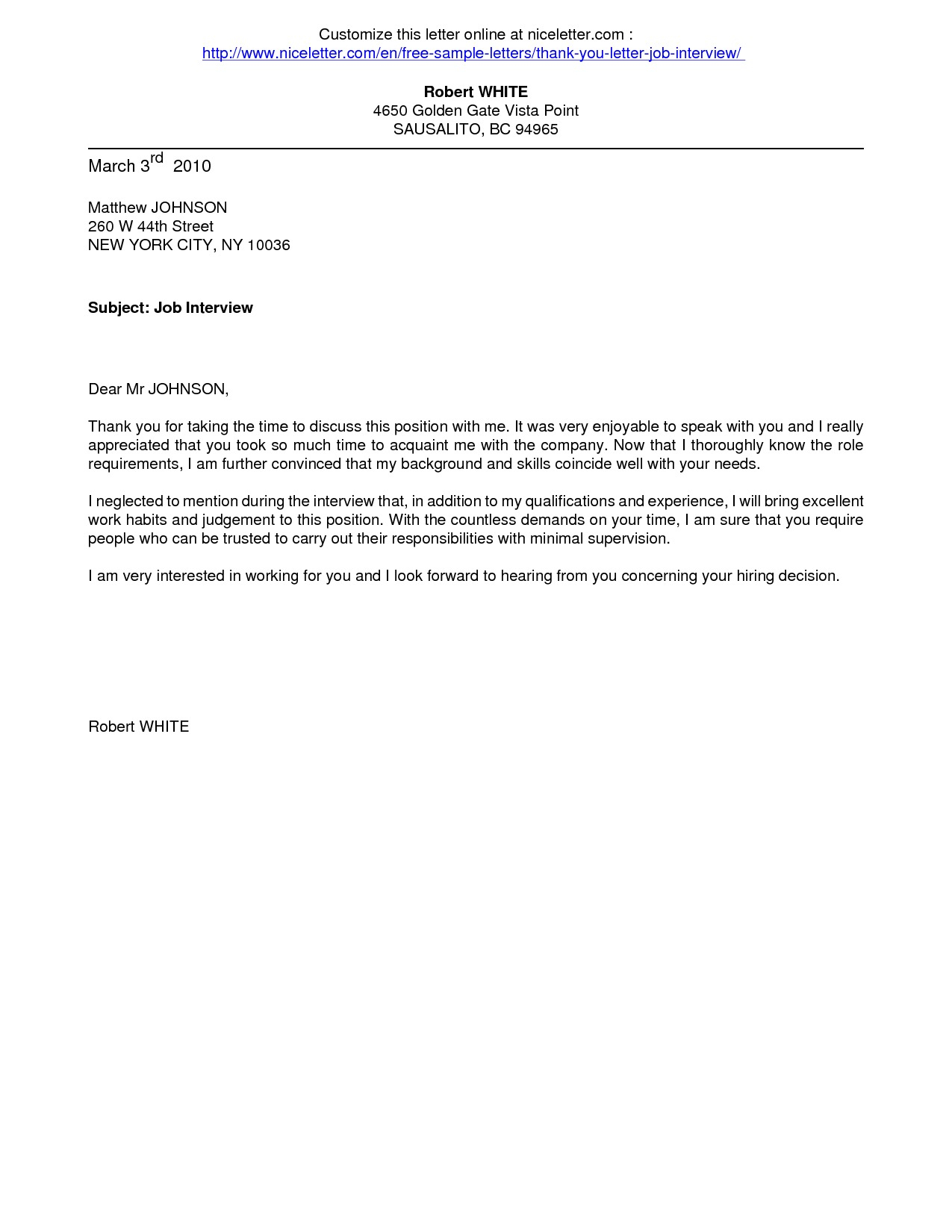 Job Interview Letter Template - Yerde.swamitattvarupananda Pertaining To Interview Thank You Note Template