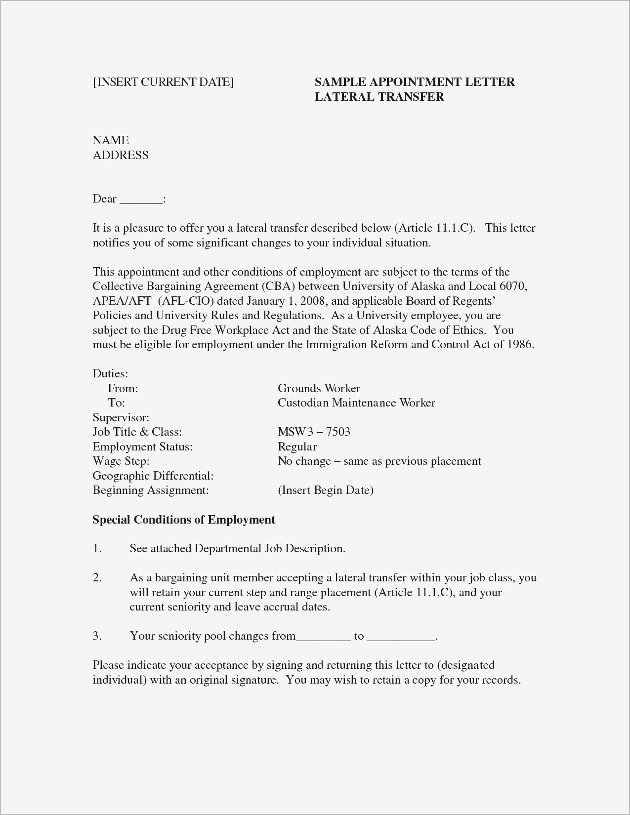 Job Transfer Letter – Tunu.redmini.co For Letter Of Instruction Template