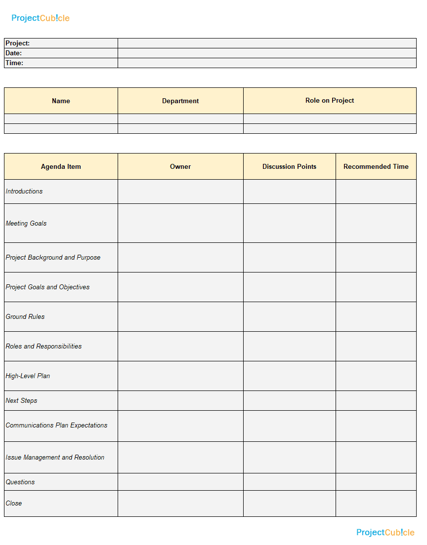 Kickoff Meeting Agenda Template For Successful Projects With How To Create A Meeting Agenda Template