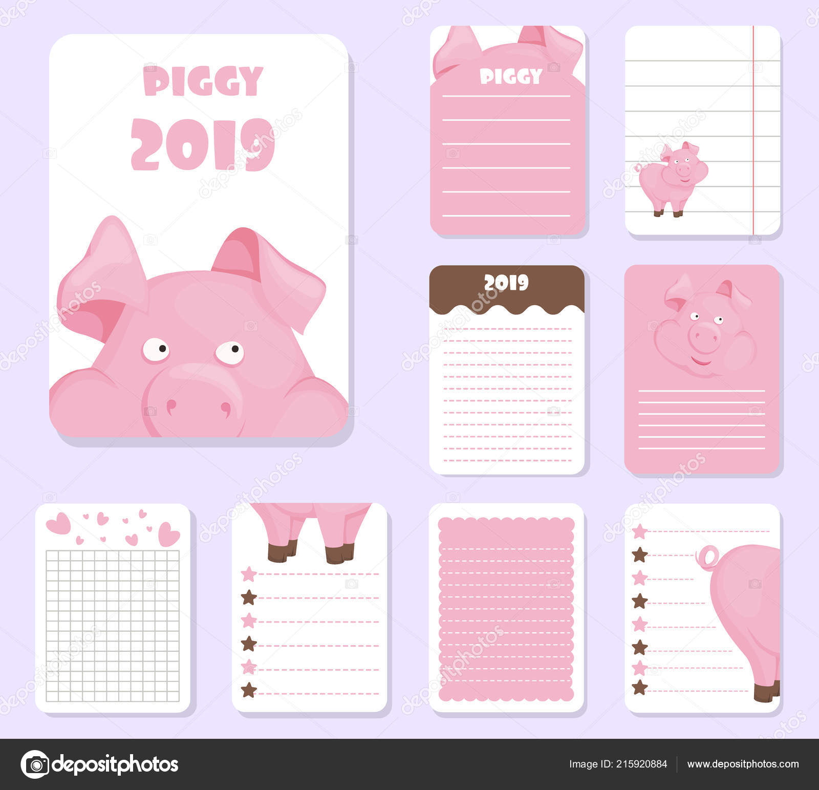 Kids Notebook Page Pig Template Vector Cards Piggy, Notes Throughout Notebook Label Template