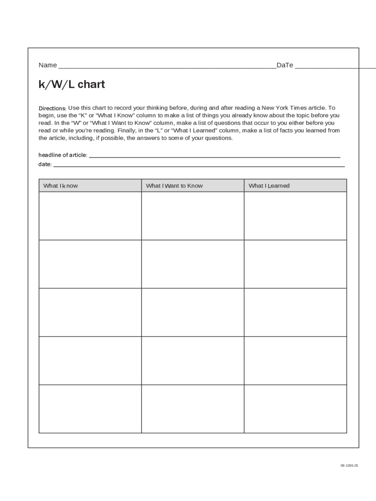 Kwl Chart – 3 Free Templates In Pdf, Word, Excel Download With Regard To Kwl Chart Template Word Document