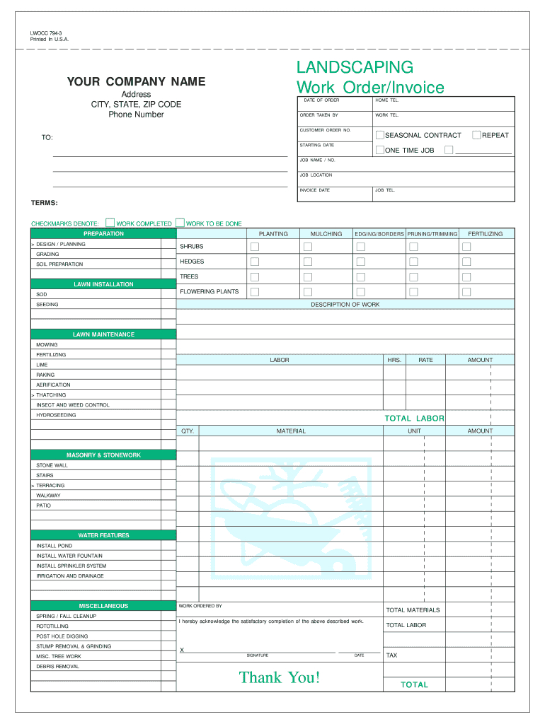 Landscaping Invoice Template – Fill Online, Printable Throughout Gardening Invoice Template