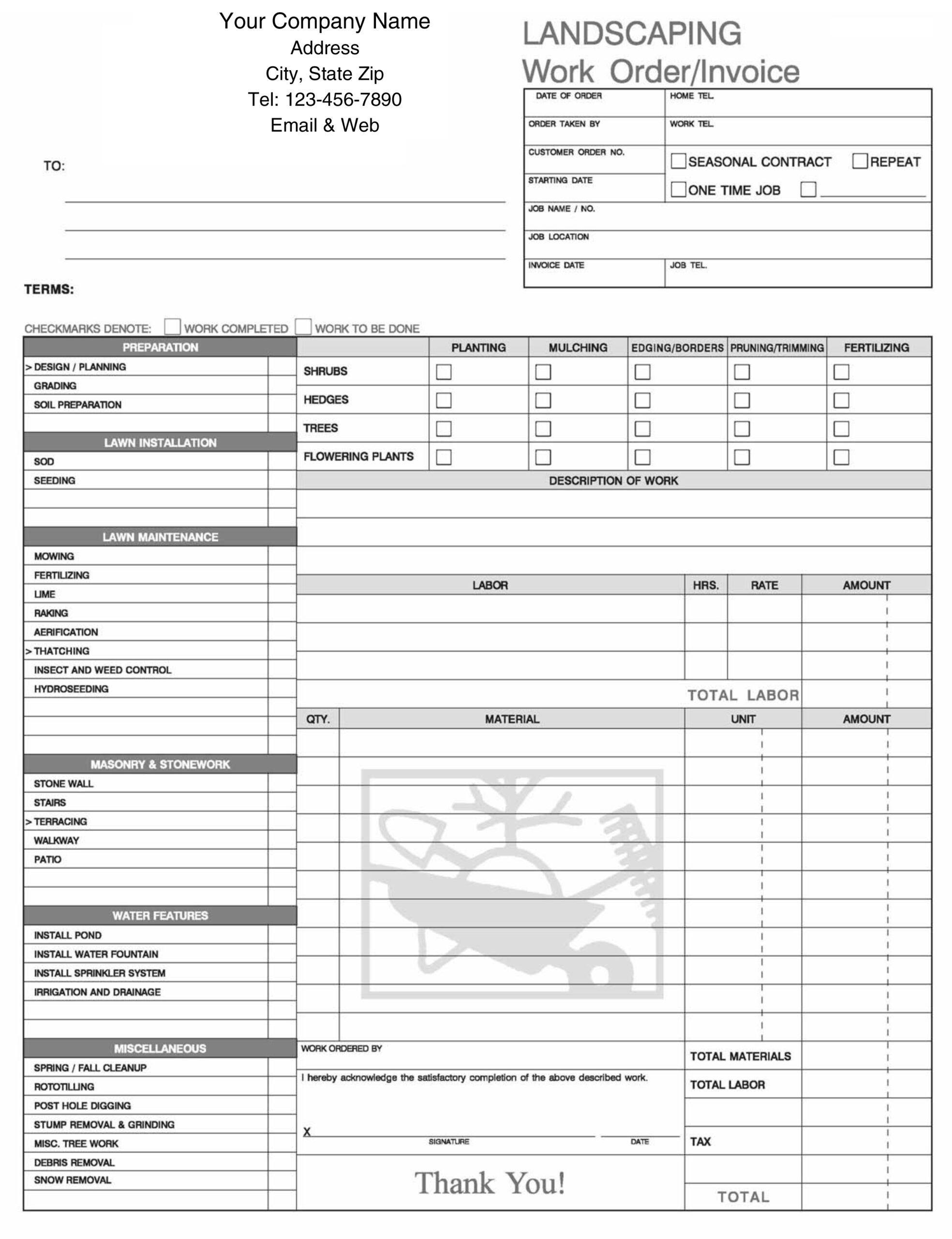 Landscaping Invoice Template | Invoice Example Throughout Maintenance Invoice Template Free