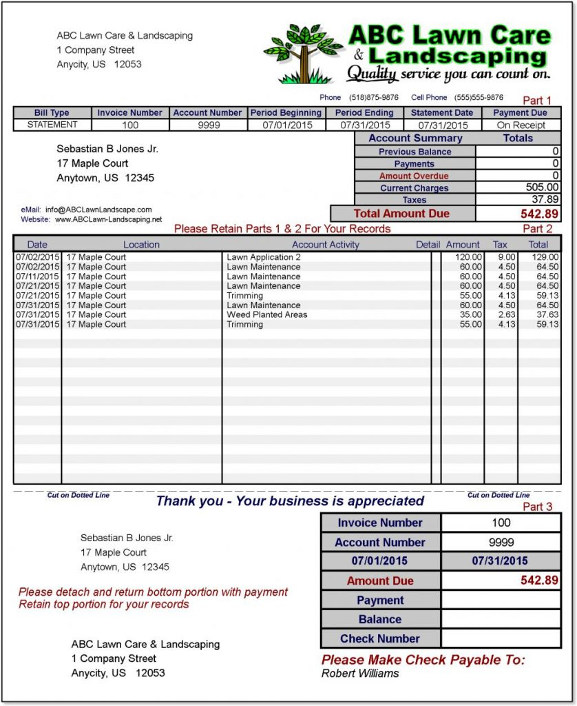 Landscaping Invoice Template Word | Invoice Example Intended For Lawn Care Invoice Template Word