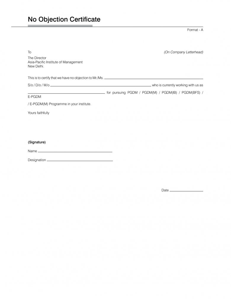 Letter Of Non Objection – Colona.rsd7 For Letter Of Objection Template