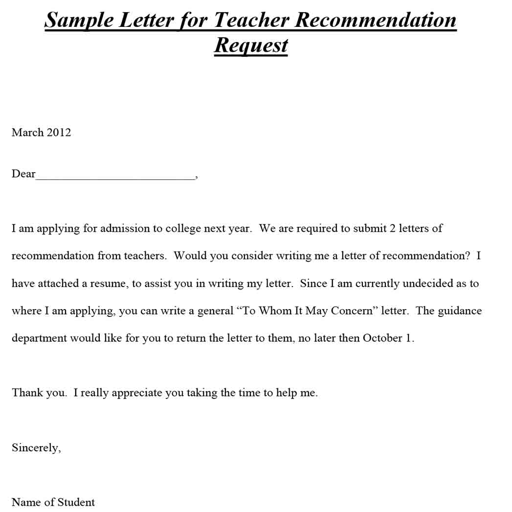 Letter Of Recommendation For Teacher And How To Write A Good Inside Letter Of Recommendation Request Template