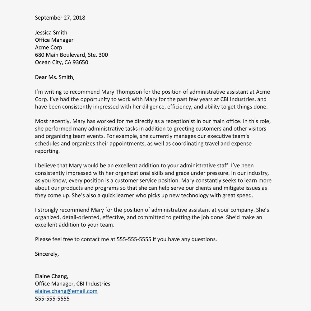 Letter Of Recommendation Template With Examples In Letter Of Reccomendation Template