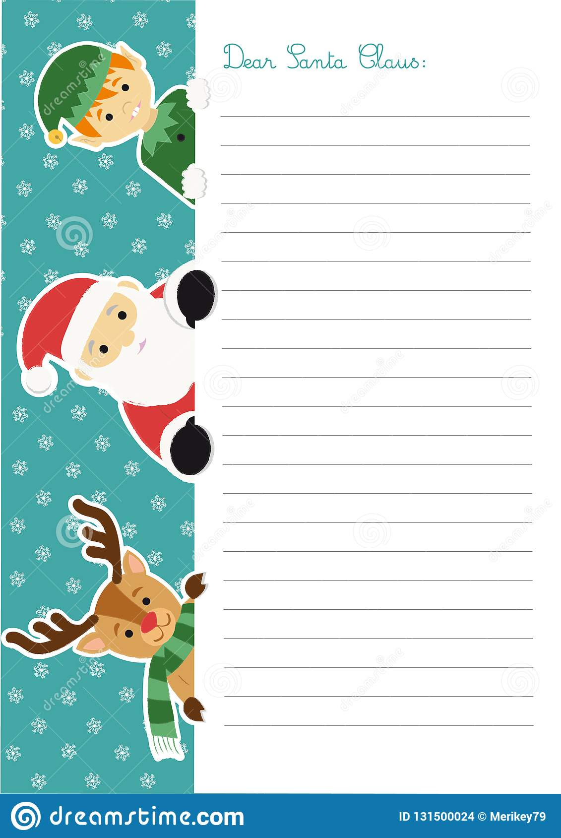 Letter Template To Santa Claus With An Elf And A Reindeer Regarding Letter From Santa Claus Template