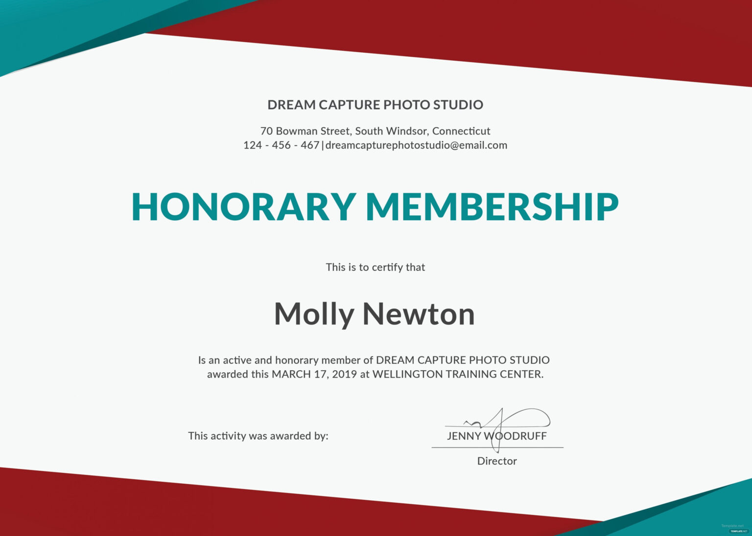 New Member Certificate Template