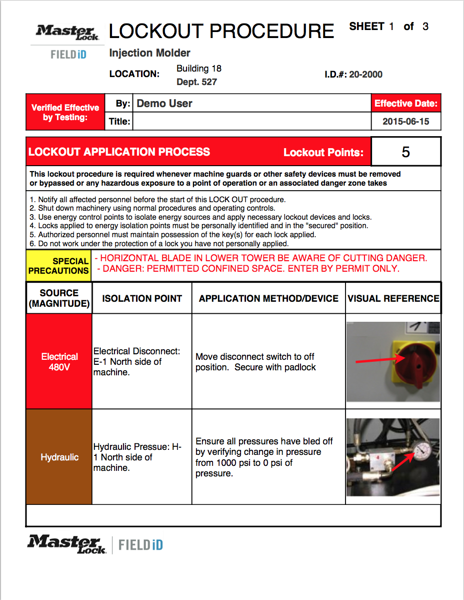 Lock Out Tag Out Software | Loto Training Tool | Field Id Within Lock Out Tag Out Procedures Template