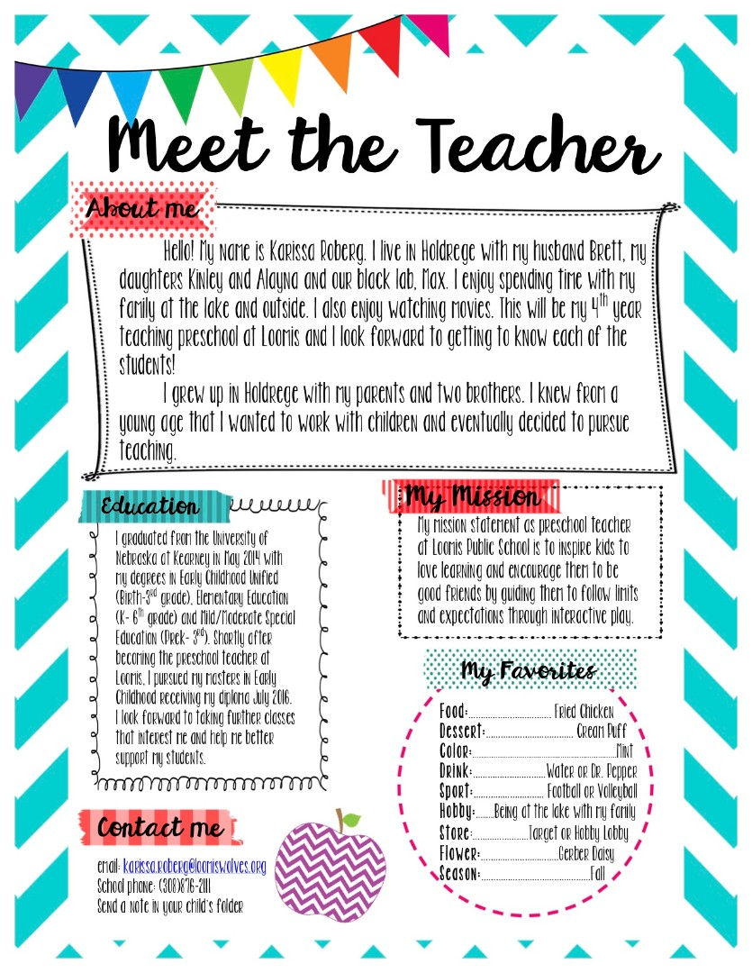 Loomis Public School – Meet The Teacher! Throughout Meet The Teacher Template