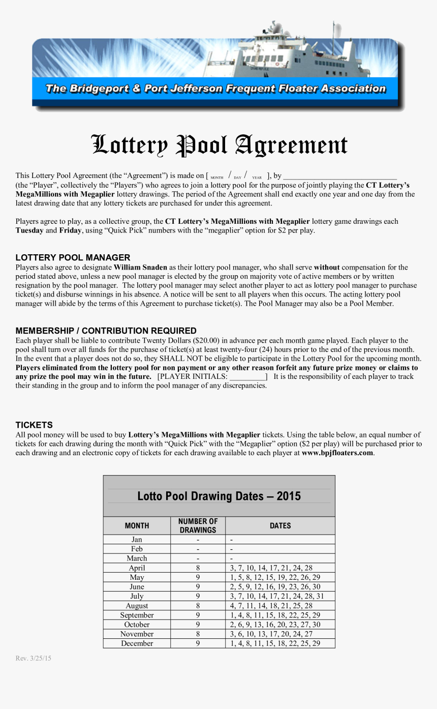 Lottery Ticket Pool Agreement Main Image – Lottery Pool Intended For Lottery Pool Agreement Template