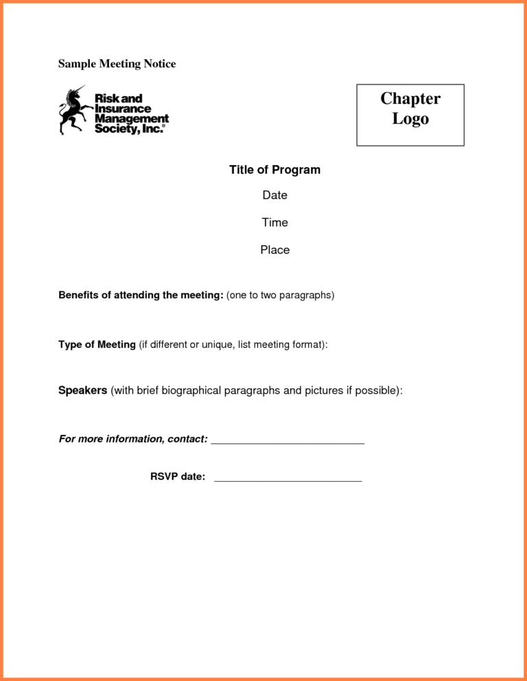 Mandatory Meeting Template Colona.rsd7 for Meeting Notice Template