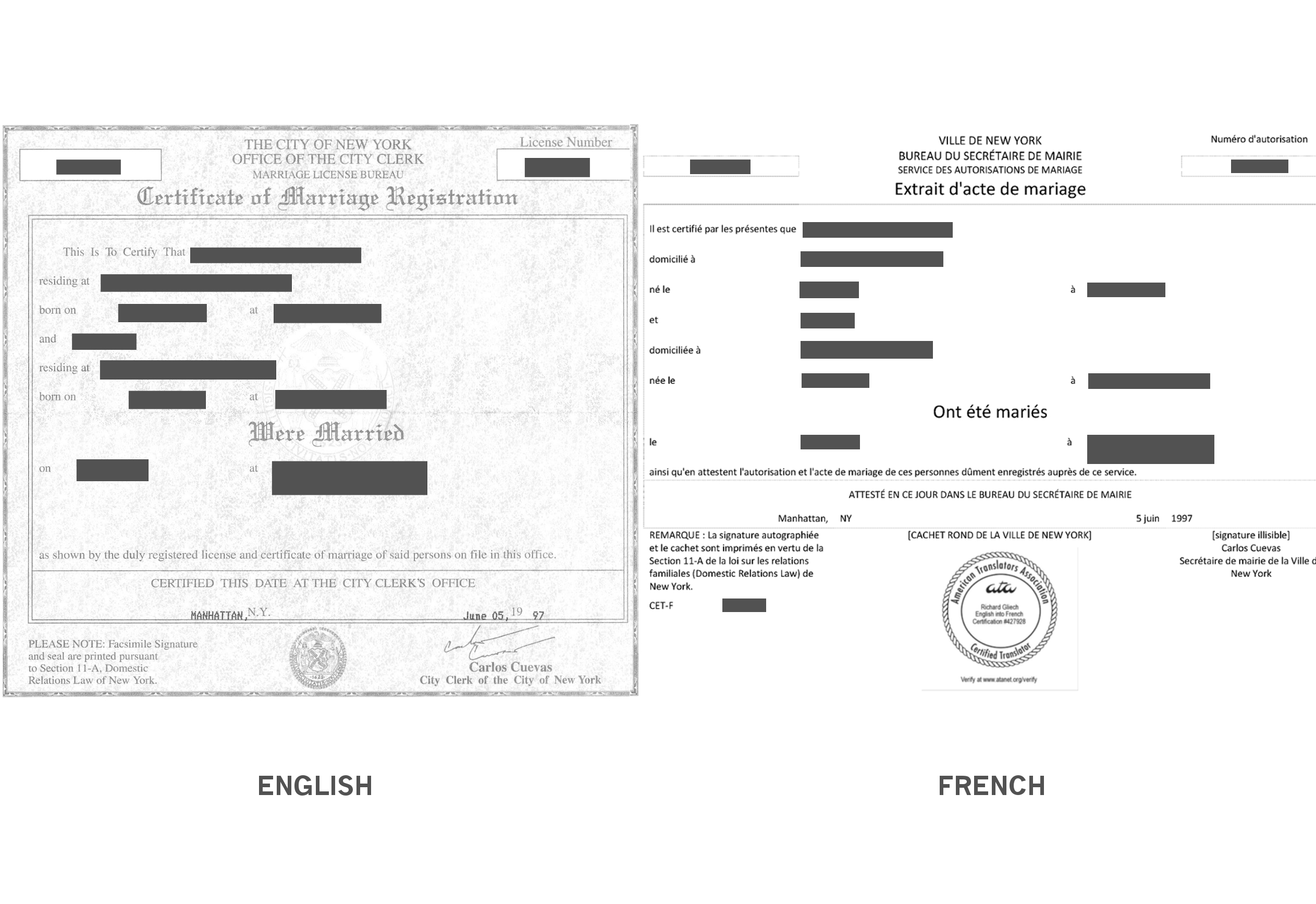 Marriage Certificate Translation Sample - Richard Gliech Intended For Marriage Certificate Translation Template