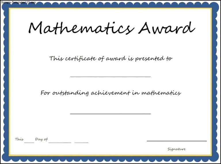 Mathematics Award Certificate Template Sample Templates For Math