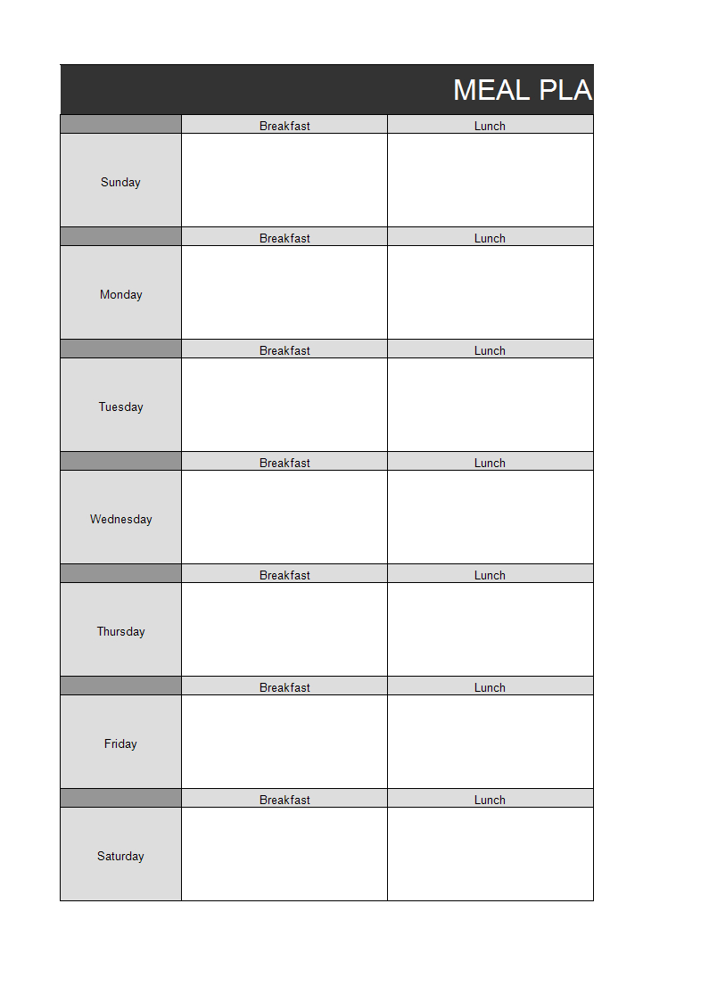 Meal Plan Sample | Templates At Allbusinesstemplates Pertaining To Meal Plan Template Excel