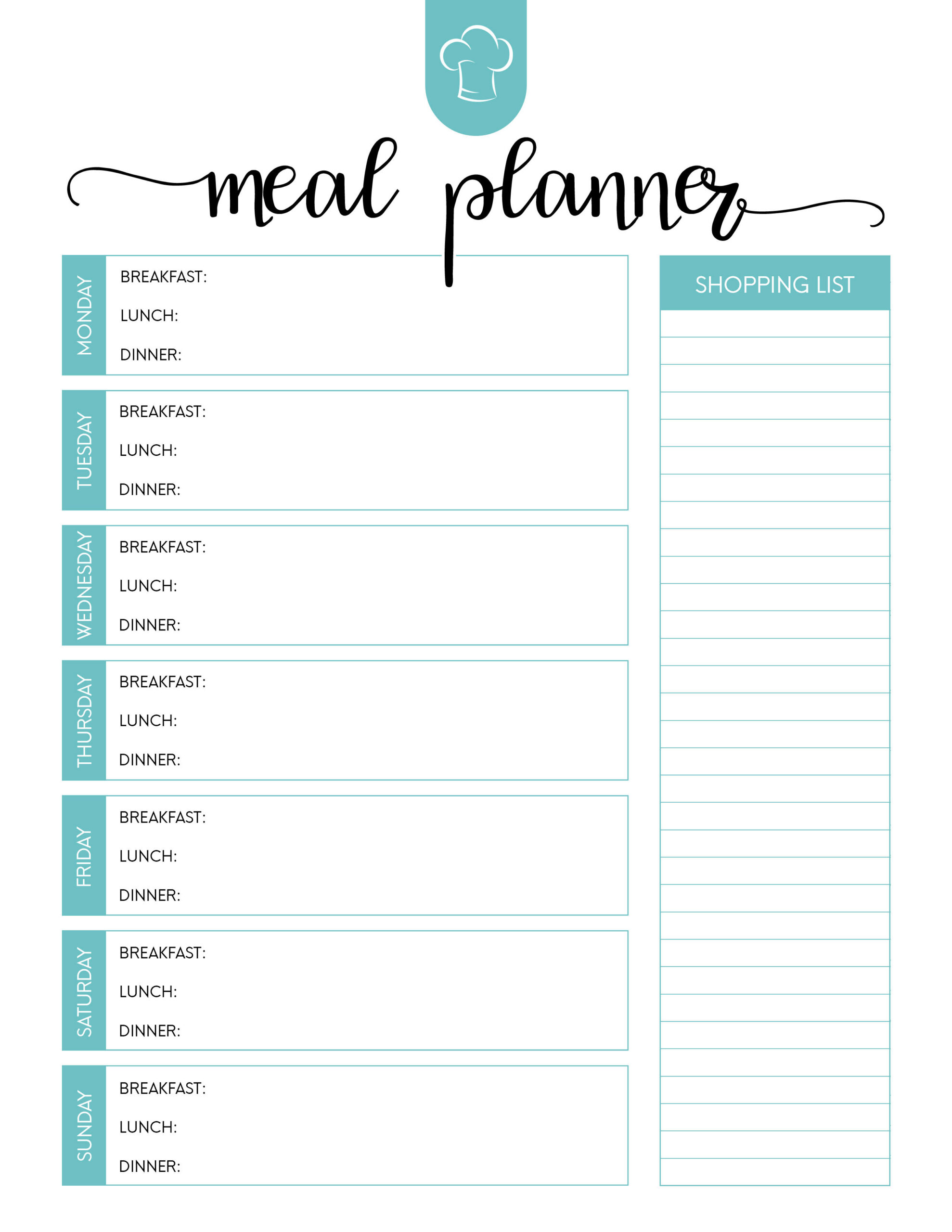 Meal Planning Calendar Free – Colona.rsd7 Within Menu Planner With Grocery List Template