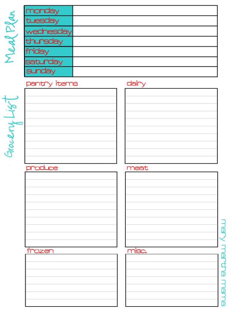 Meal Planning Grocery List Template ] – With Grocery List Le With Menu Planner With Grocery List Template