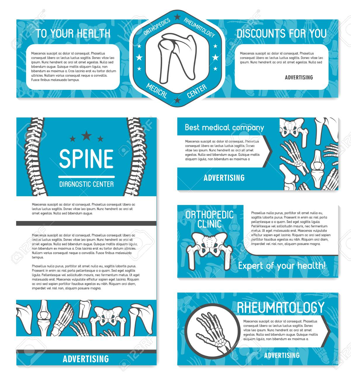 Medical Banner Set Of Orthopedics And Rheumatology Medicine Template Within Medical Banner Template