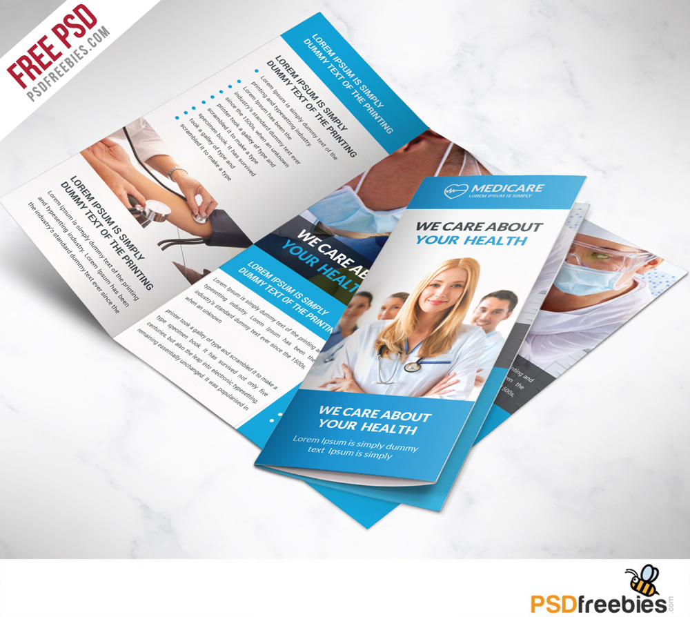 Medical Care And Hospital Trifold Brochure Template Free Psd In Microsoft Word Brochure Template Free
