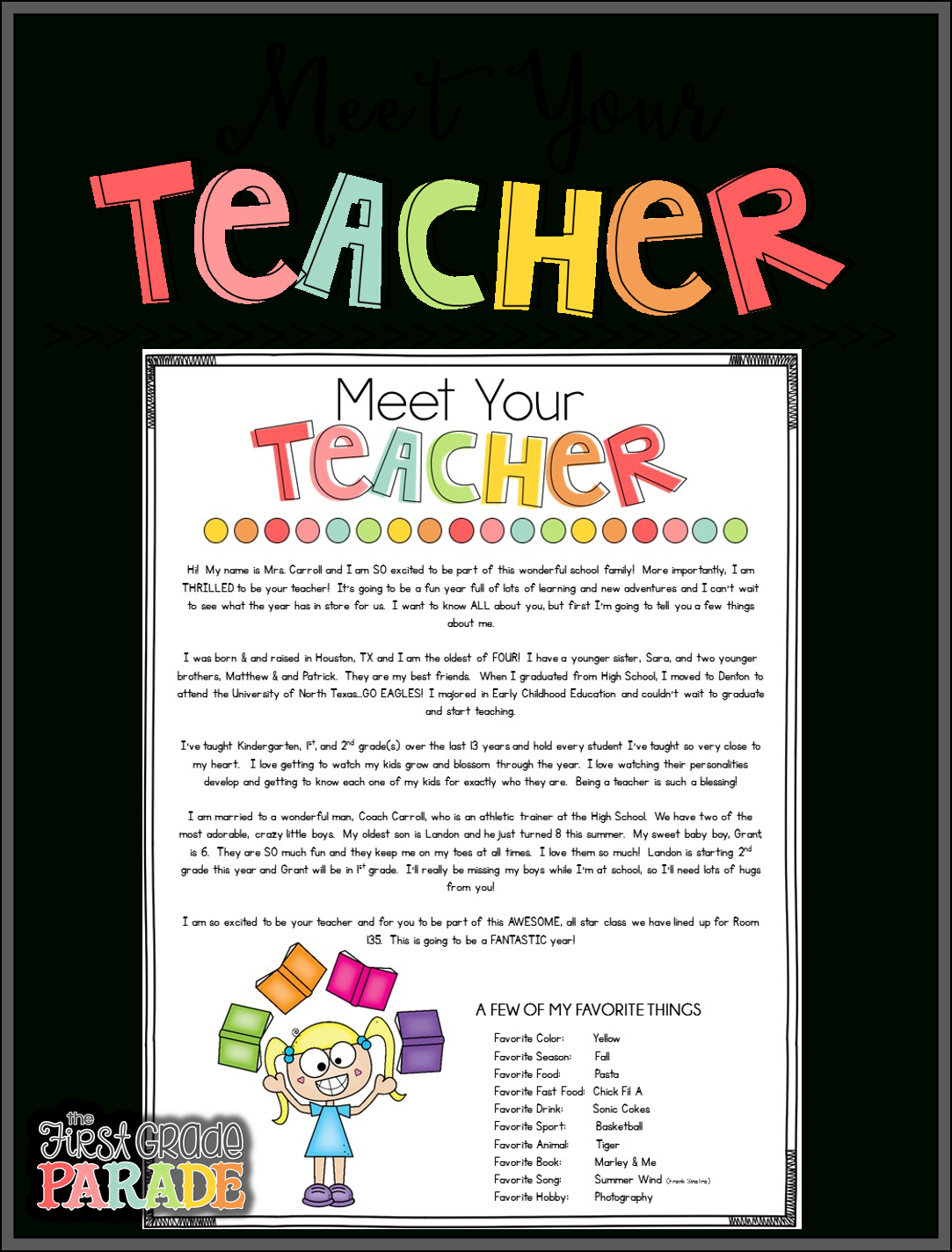 Meet The Teacher Tips & Ideas – The First Grade Parade In Meet The Teacher Letter Template