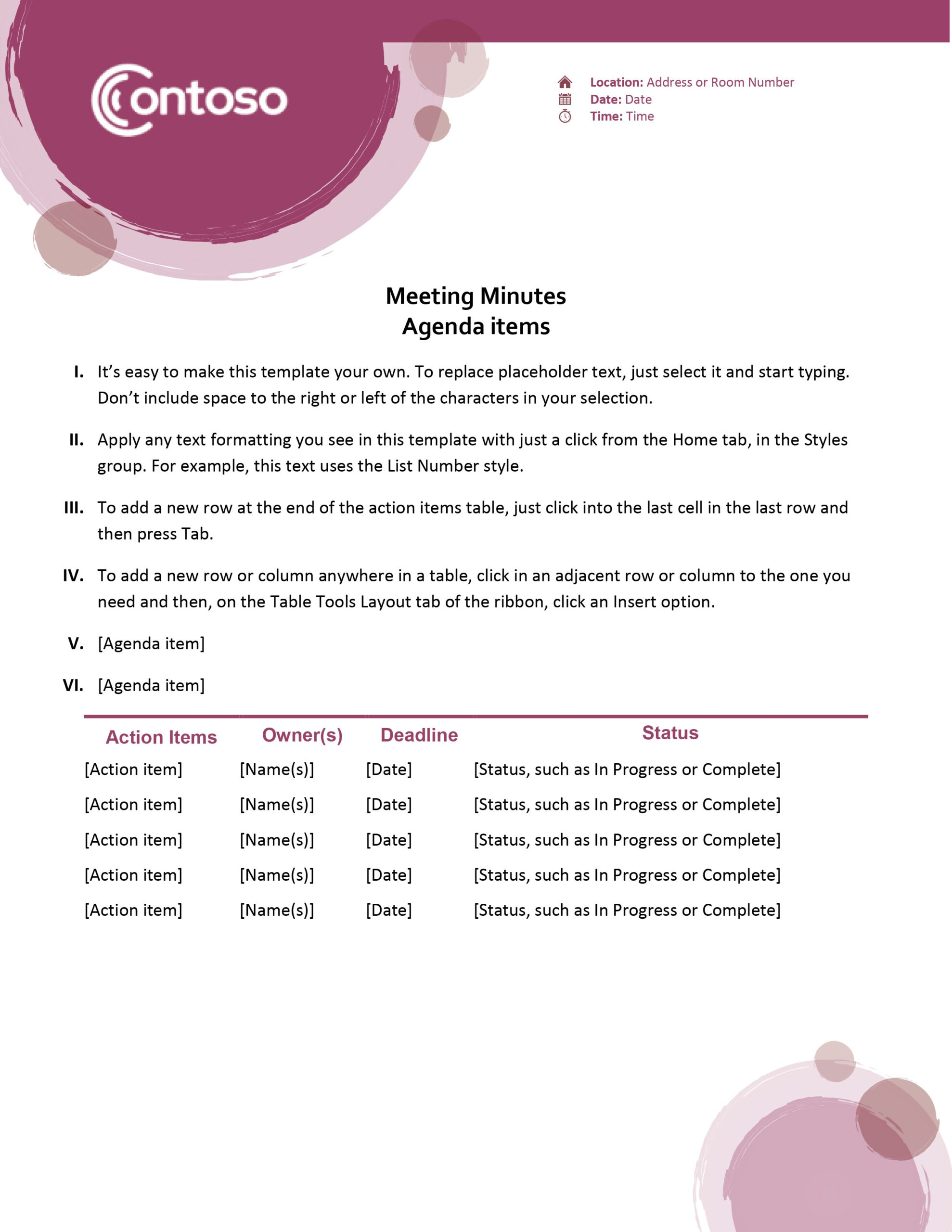 Meeting Minutes Template – Colona.rsd7 With Meeting Minutes Template Microsoft Word
