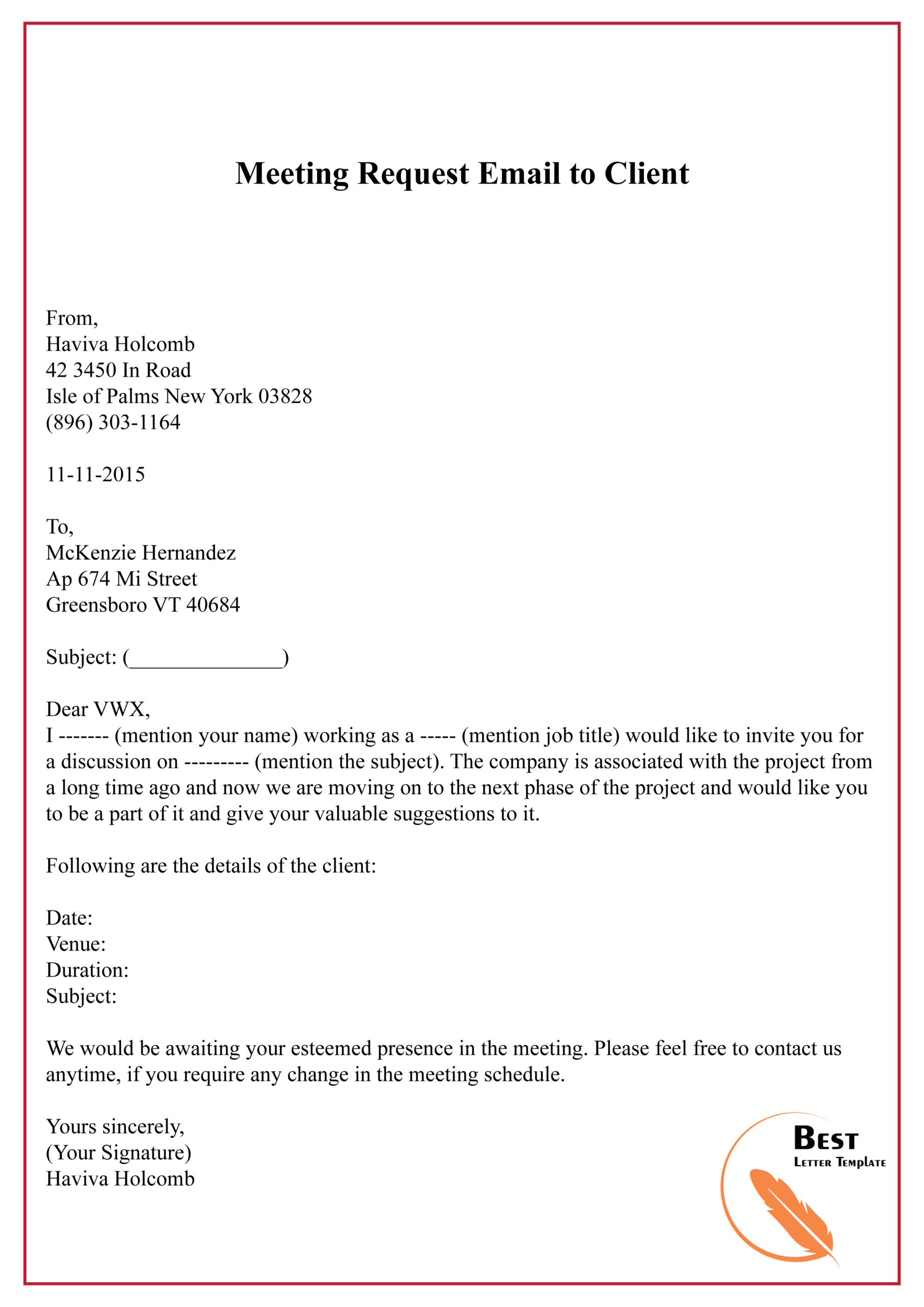 Meeting Request Email To Client 01 | Best Letter Template Inside Meeting Request Template