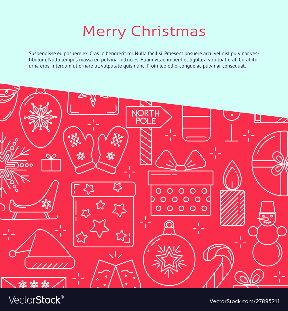 Merry Christmas Banner Template In Line Style Pertaining To Merry Christmas Banner Template