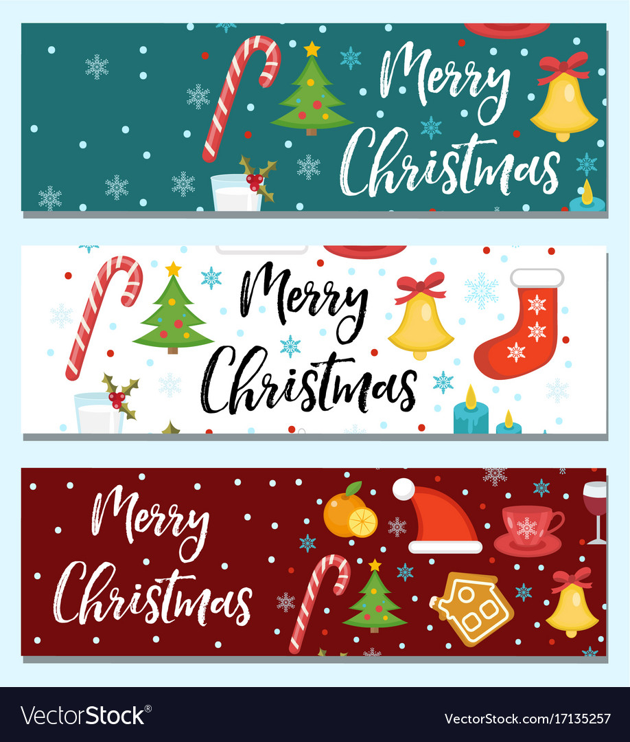 Merry Christmas Set Of Banners Template With Within Merry Christmas Banner Template