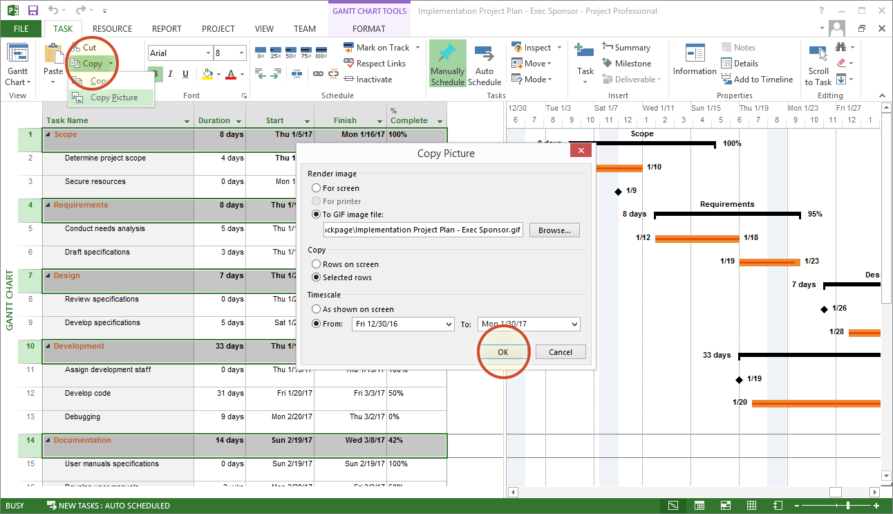 Microsoft Project Gantt Chart Tutorial + Template + Export In Ms Project 2013 Report Templates